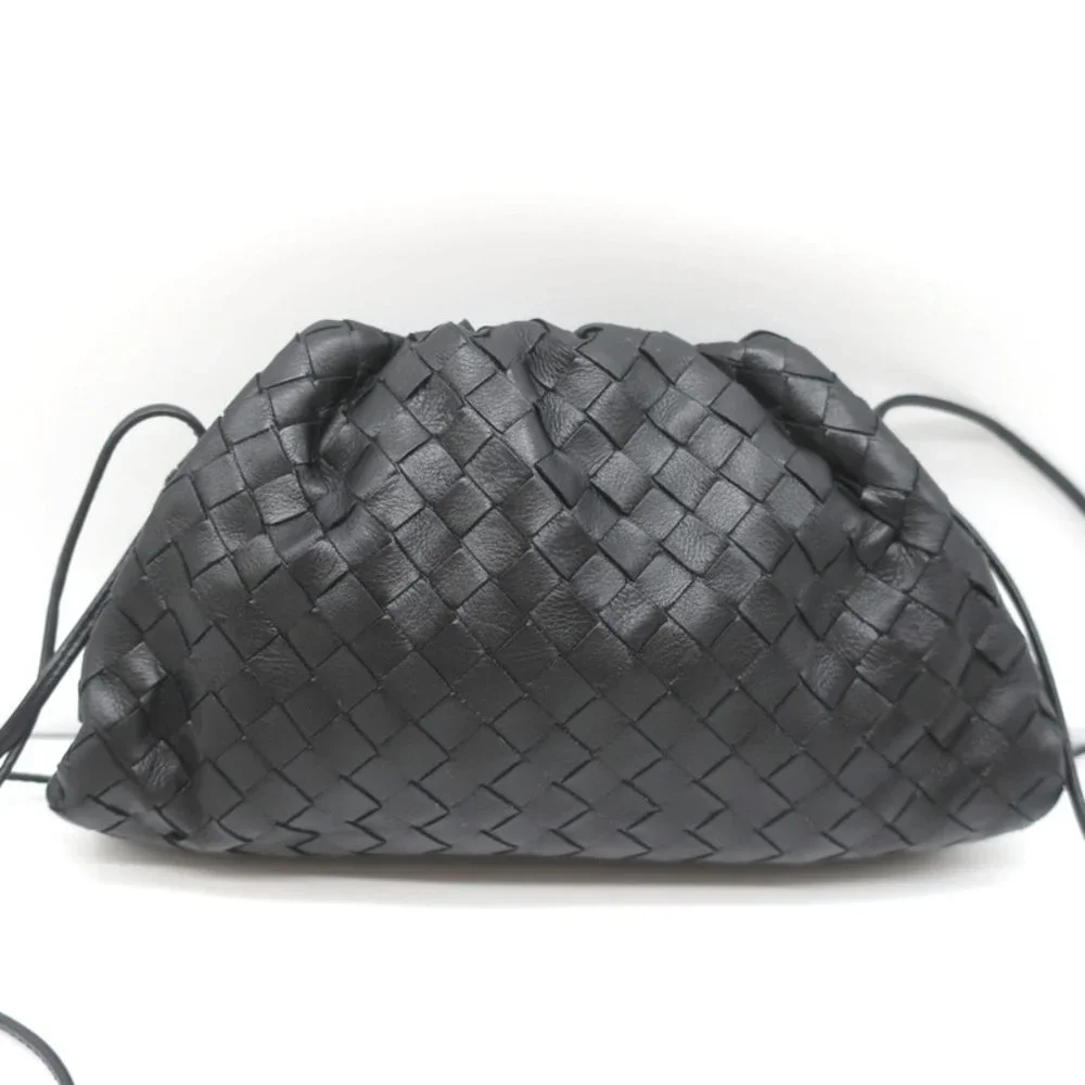 BOTTEGA VENETA MINI POUCH BLACK INTRECCIATO LEATHER CROSSBODY BAG - Picture 2 of 11